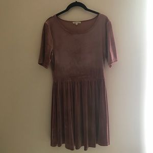 Dusty rose velvet babydoll dress